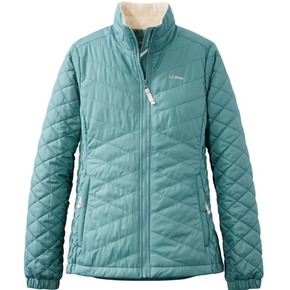 LL Bean Women's Fleece-Lined Primaloft Jacket Mineral Blue Size Medium Petite